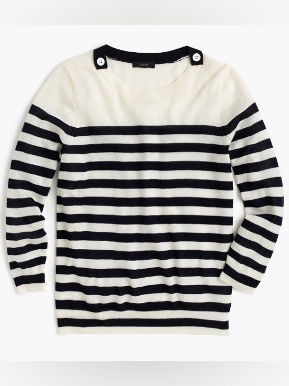 NWT J. Crew Tippi Breton Stripe Sweater Shoulder Buttons, Size S